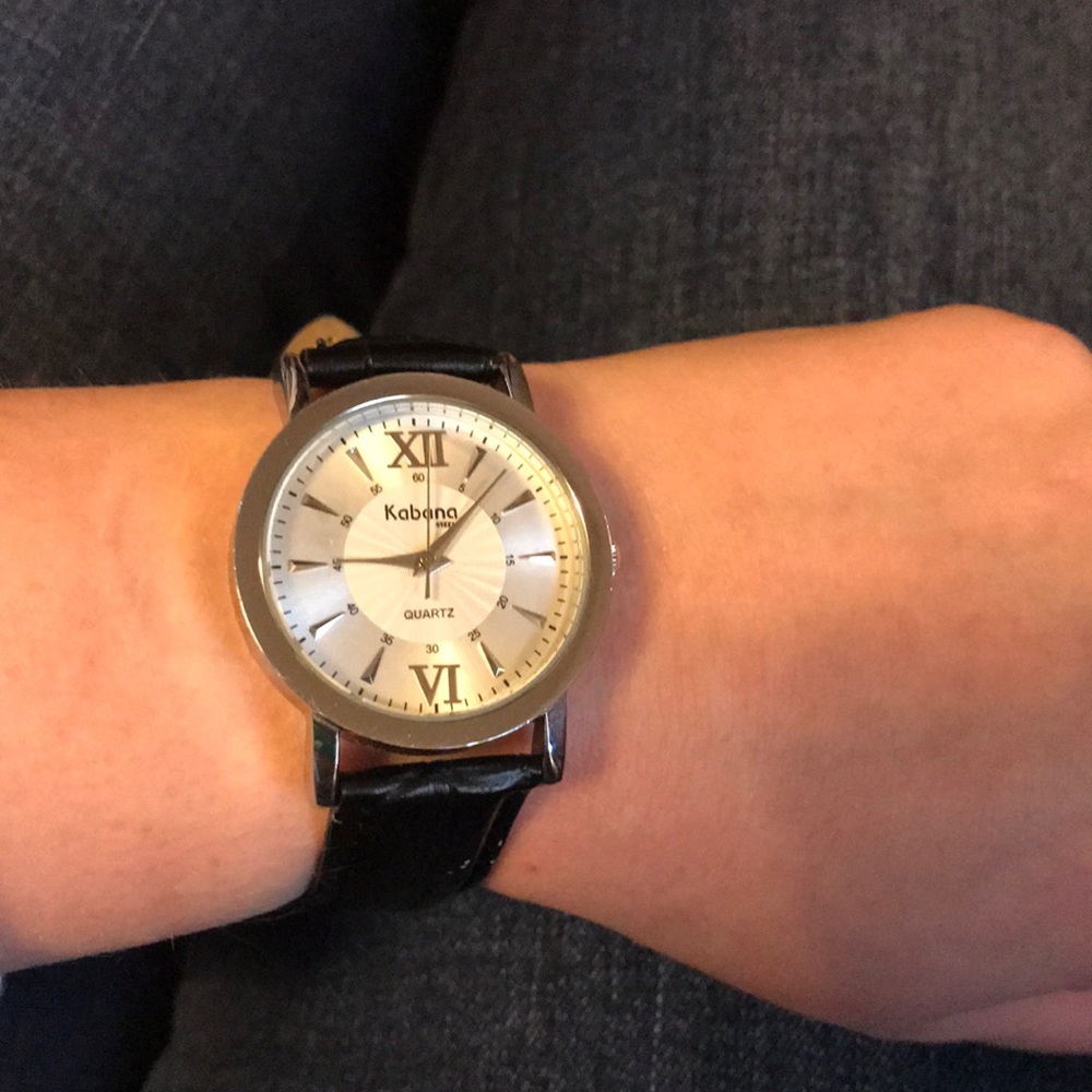 Black leather watch